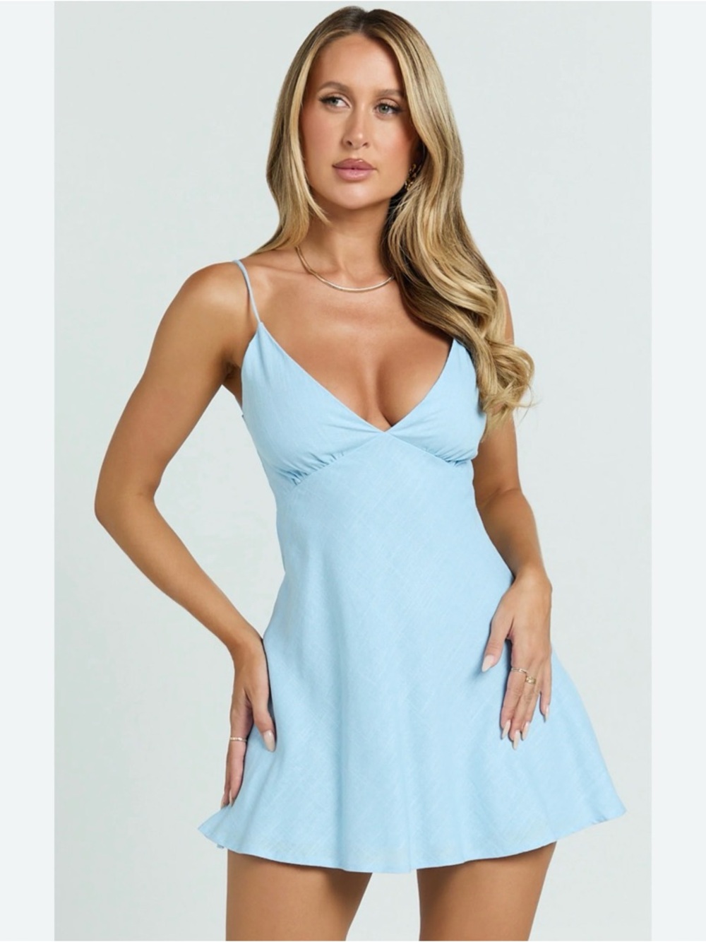 Showpo Light Blue Tie-Front Slip Dress